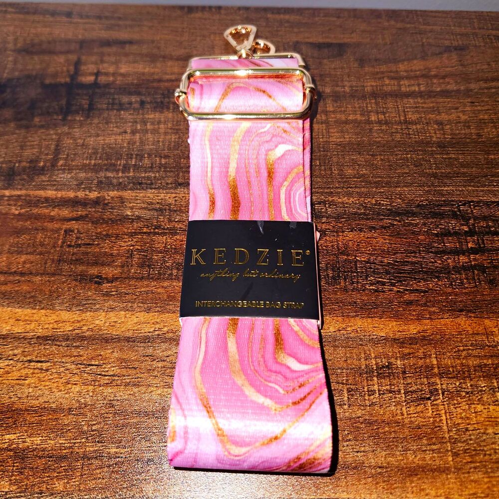 Kedzie Detachable Interchangeable Bag Strap Pink/Gold Tie Dye Pattern One Size